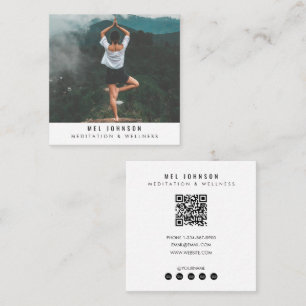 Modern Meditation Wellness Spiritual QR Code Square Business Card