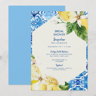 Modern Mediterranean Blue Bridal Shower Invitation