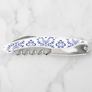 Modern Mediterranean Blue Mosaic Wedding Corkscrew