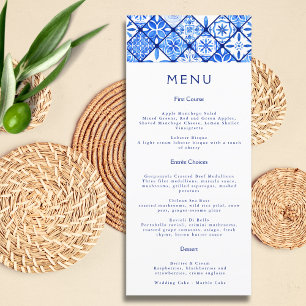 Modern Mediterranean Blue Tile Wedding Menu