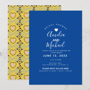 Modern Mediterranean Bridal Love Tiles Yellow Invitation