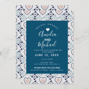 Modern Mediterranean Bridal Romantic Love Tiles Invitation