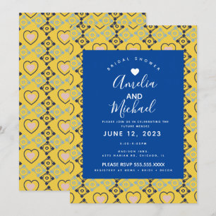 Modern Mediterranean Bridal Romantic Love Tiles Invitation