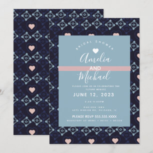 Modern Mediterranean Bridal Romantic Love Tiles Invitation