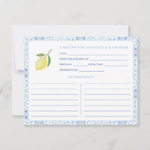 Modern Mediterranean Bridal Shower Recipe Card