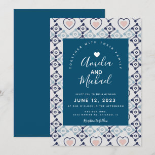 Modern Mediterranean Heart Wedding Invitation