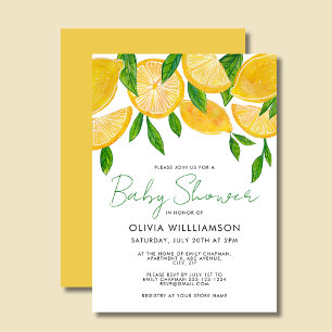 Modern Mediterranean Lemon Baby Shower Invitation