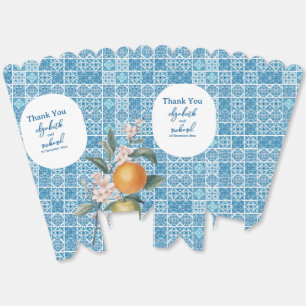 Modern Mediterranean Lemon Blue Tiles Wedding Favo Favour Box