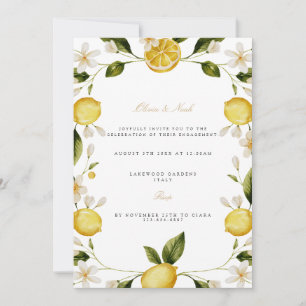 Modern Mediterranean Lemon Engagement Invitation