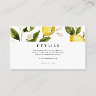 Modern Mediterranean Lemon Wedding Details  Enclosure Card