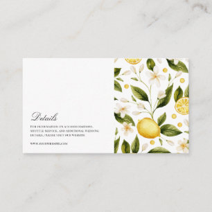 Modern Mediterranean Lemon Wedding Details  Enclosure Card
