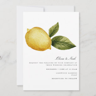 Modern Mediterranean Lemon Wedding Invitation Card