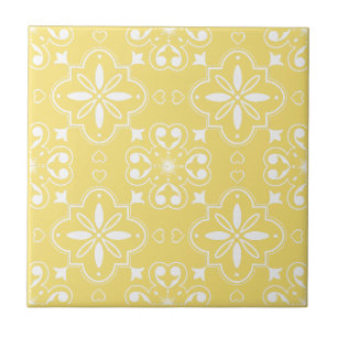 Modern Mediterranean Yellow White Pattern  Tile