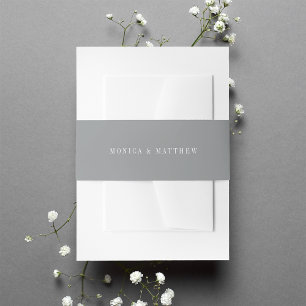 Modern Medium Grey Wedding Invitation Belly Band