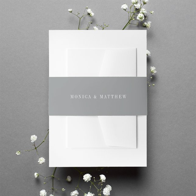 Modern Medium Grey Wedding Invitation Belly Band (Creator Uploaded)