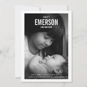 Modern Meet Baby Photo Birth Announcement Card