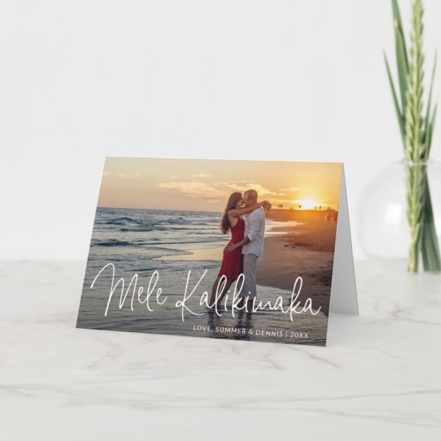 Modern Mele Kalikimaka Beach Photo Christmas Holiday Card (Front)