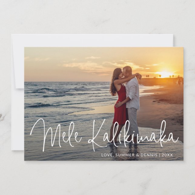 Modern Mele Kalikimaka Beach Photo Christmas Holiday Card (Front)