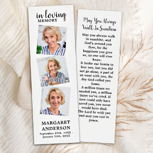 Modern Memorial 3 Photo Funeral Poem Bookmark