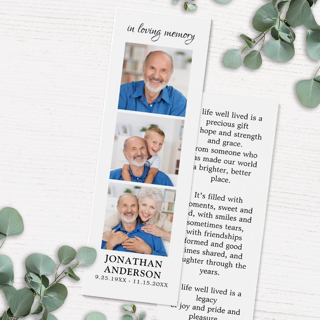 Modern Memorial 3 Picture Funeral Prayer Bookmark (Creator Uploaded)