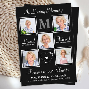 Modern Memorial 5 Photo Funeral Prayer Card