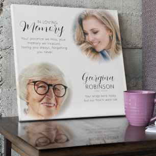 Modern Memorial Before & After Photo Faux Canvas Print