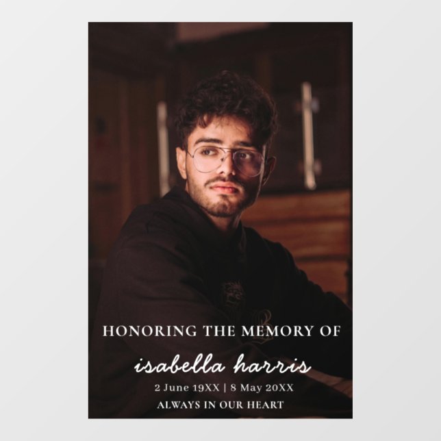 Modern Memorial Celebration of Life Design Window Cling (Sheet)