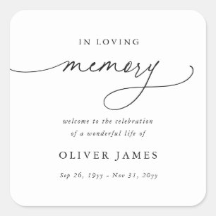 Modern Memorial Celebration of Life Funeral Square Sticker