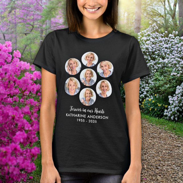 Modern Memorial Custom 7 Photo Collage Funeral T-Shirt (Creator Uploaded)