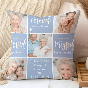 Modern Memorial Family Personalised Photo Collage  Cushion
