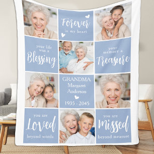 Modern Memorial Family Personalised Photo Collage Fleece Blanket