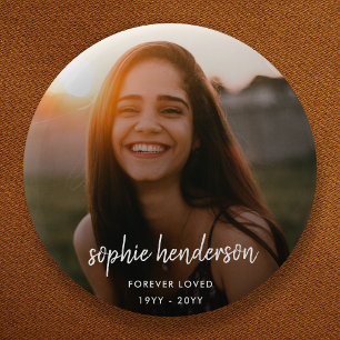 Modern Memorial Forever Loved Funeral Tribute 6 Cm Round Badge