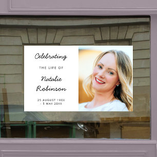 Modern Memorial   Funeral Celebration of Life Window Cling