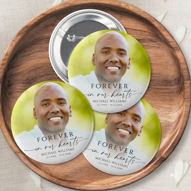Modern Memorial Funeral Photo Keepsake 6 Cm Round Badge (Creator Uploaded)