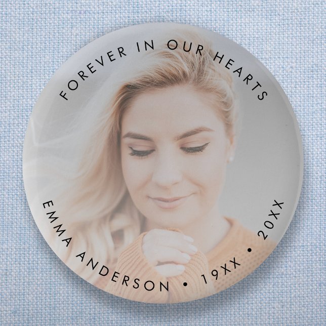 Modern Memorial Keepsake Funeral Tribute Photo 6 Cm Round Badge (Creator Uploaded)
