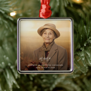 Modern Memorial Keepsake Spanish Photo Metal Tree Decoration