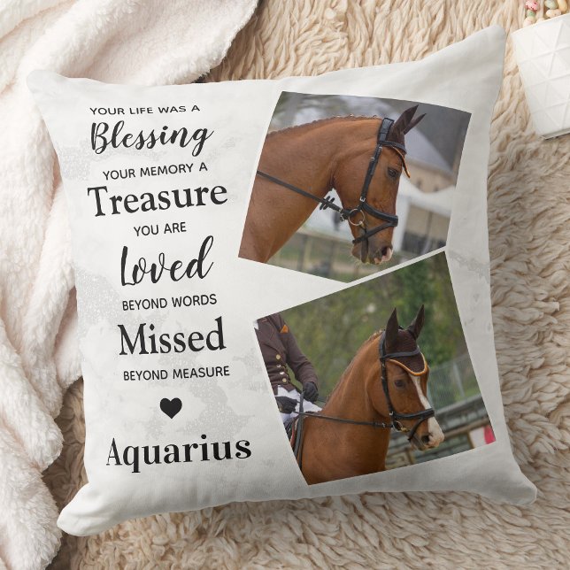 Modern Memorial Personalised 2 Picture Remembrance Cushion (Creator Uploaded)