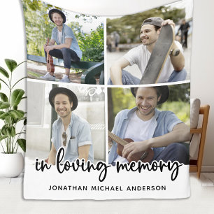 Modern Memorial Photo Collage In Loving Memory Fleece Blanket