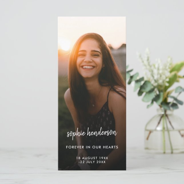 Modern Memorial Photo | Funeral Poem Prayer Card (Standing Front)