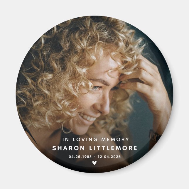Modern Memorial Photo Keepsake Magnet (Front)