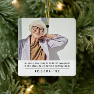 Modern Memorial Photo & Quote Ceramic Ornament