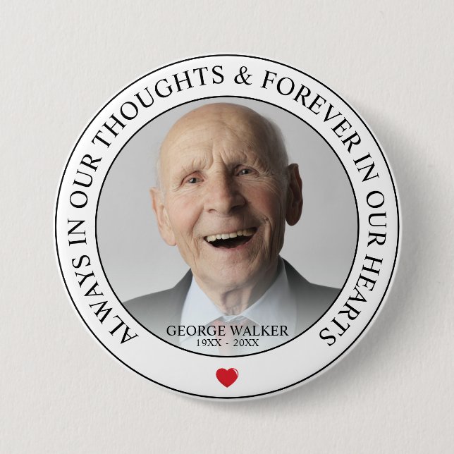 Modern Memorial Photo Tribute | Funeral 7.5 Cm Round Badge (Front)