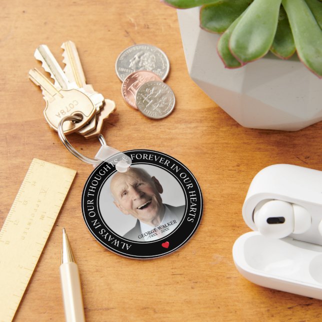 Modern Memorial Photo Tribute Rememberance Key Ring (Desk)