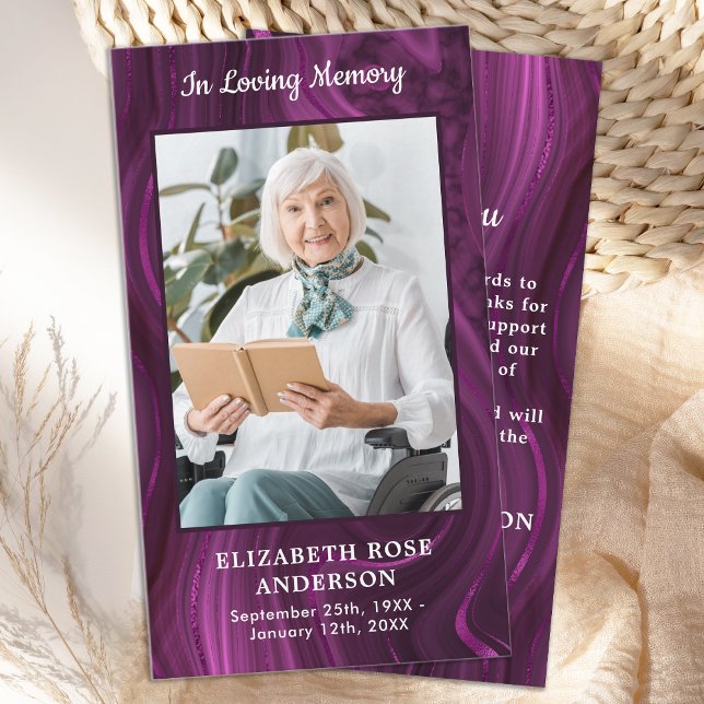 Modern Memorial Purple Marble Funeral Thank You Card (Creator Uploaded)