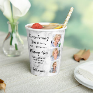 Modern Memorial Remembrance Custom Photo Funeral P Paper Cups