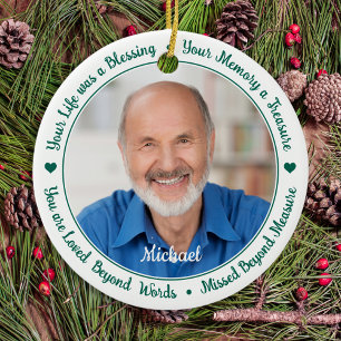 Modern Memorial Remembrance Poem 2 Photo Ceramic Tree Decoration