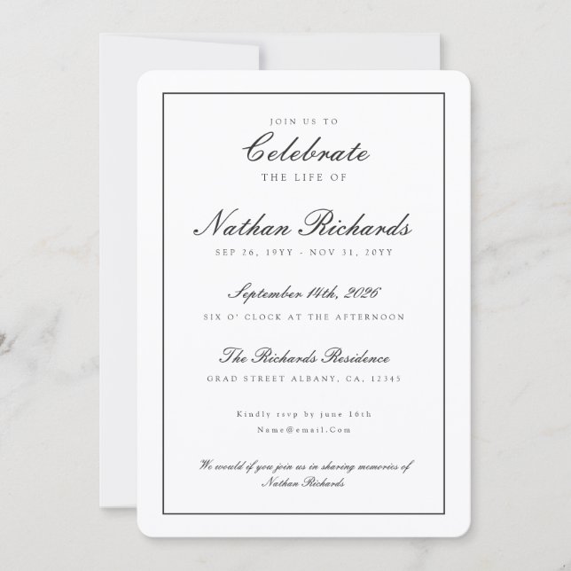Modern Memorial Service Funeral Program Card (Front)