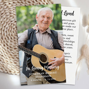 Modern Memorial Simple Photo Funeral Prayer Cards