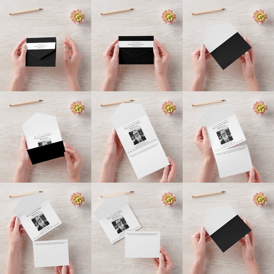 Modern memory share celebration of life all in one invitation