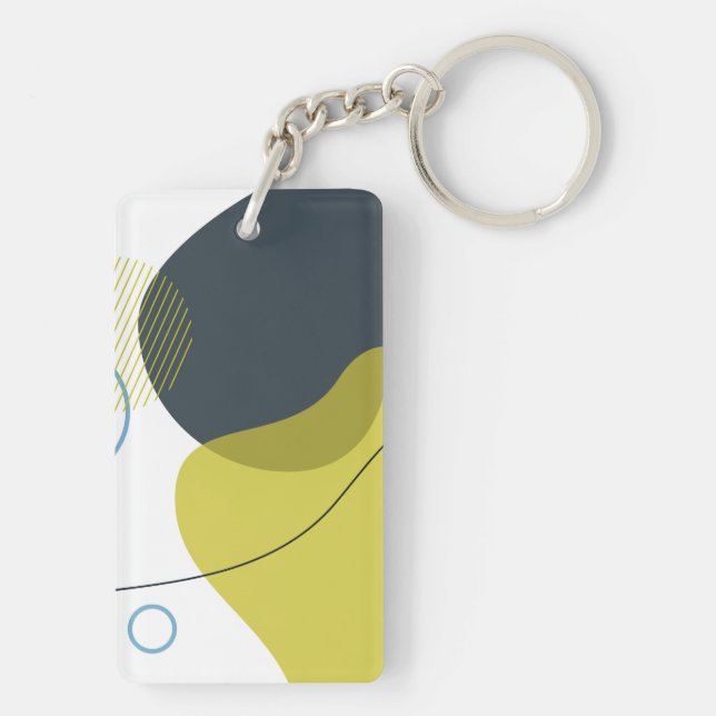 Modern, Memphis, cool, unique, trendy illustration Key Ring (Back)